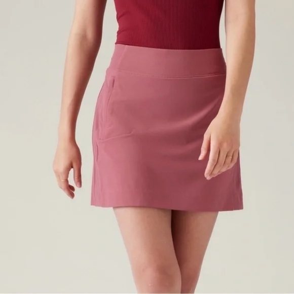 Athleta Pants - Athleta Brooklyn 16" Lightweight Pockets Elastic Waist Skort 22 Plus Red Clay